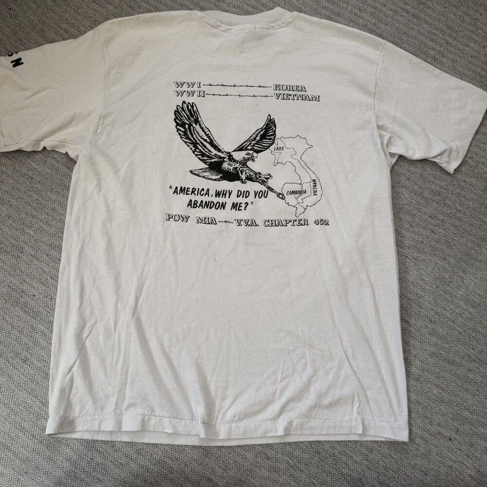 Vintage Hanes POW MIA Vietnam Veterans Shirt Mens L 50/50 USA Graphic Tee - Picture 4 of 8